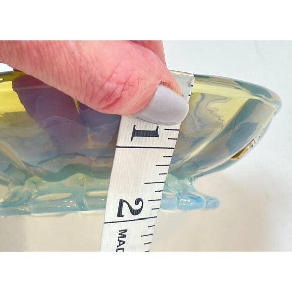 Vintage Murano Art Glass Camer MCM Yellow Blue Small Footed Bowl - Picture 15 of 15